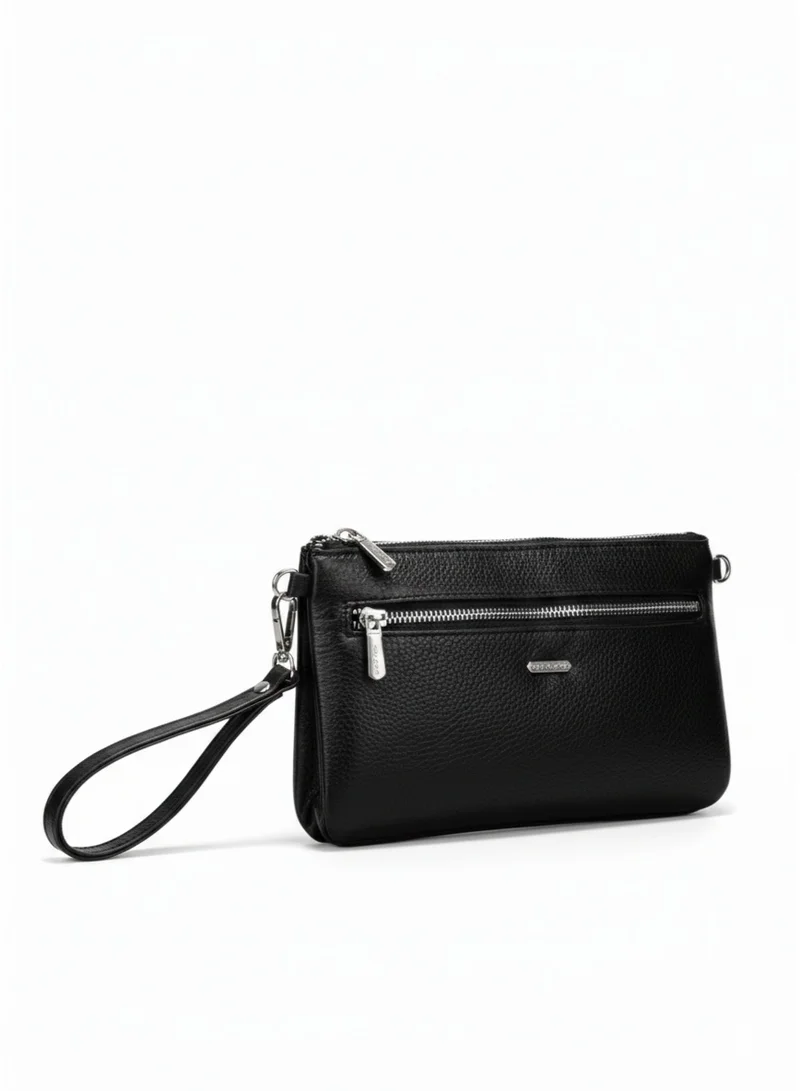 David Jones BLACK David Jones Women’s  wristlet bag lightweight bag | long handle stylish for work, school & college | Color BLACK  | Best Price UAE